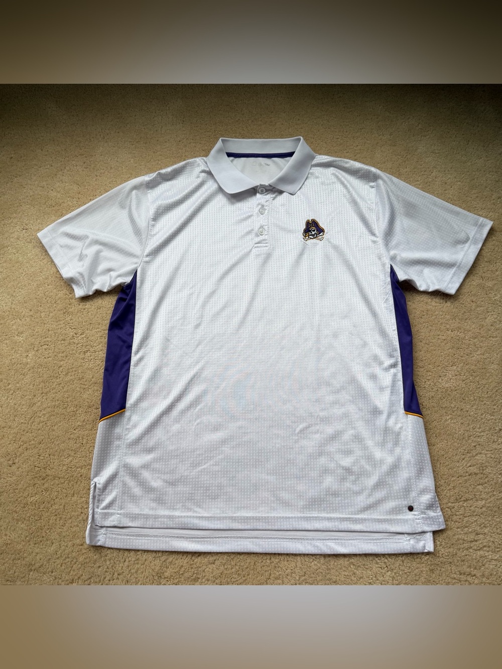 Chiliwear Men’s ECU Pirates White Short Sleeve Polo Shirt - XL - EUC